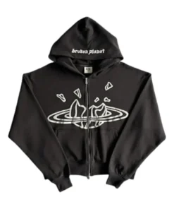 Broken Planet Double Zip Up Hoodie Black