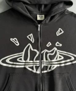 Broken Planet Double Zip Up Hoodie Black