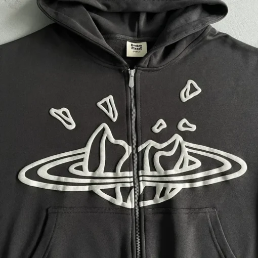 Broken Planet Double Zip Up Hoodie Black