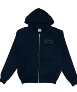 BROKEN PLANET BLACK ZIP UP HOODIE