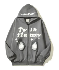 BROKEN PLANET FLMAES ZIP UP HOODIE