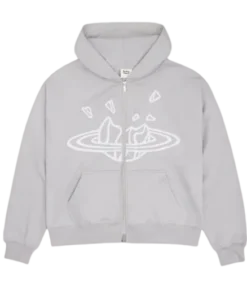 BROKEN PLANET GREY ZIP UP HOODIE