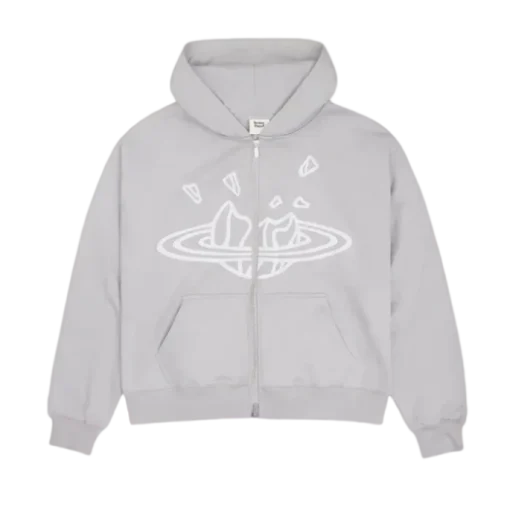 BROKEN PLANET GREY ZIP UP HOODIE