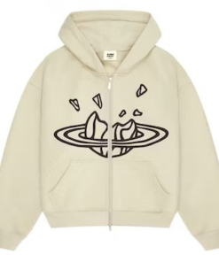 Broken Planet Zip Up White Hoodie